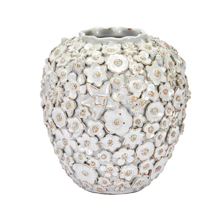 Bouquet De Fleurs White Ceramic Vase Medium