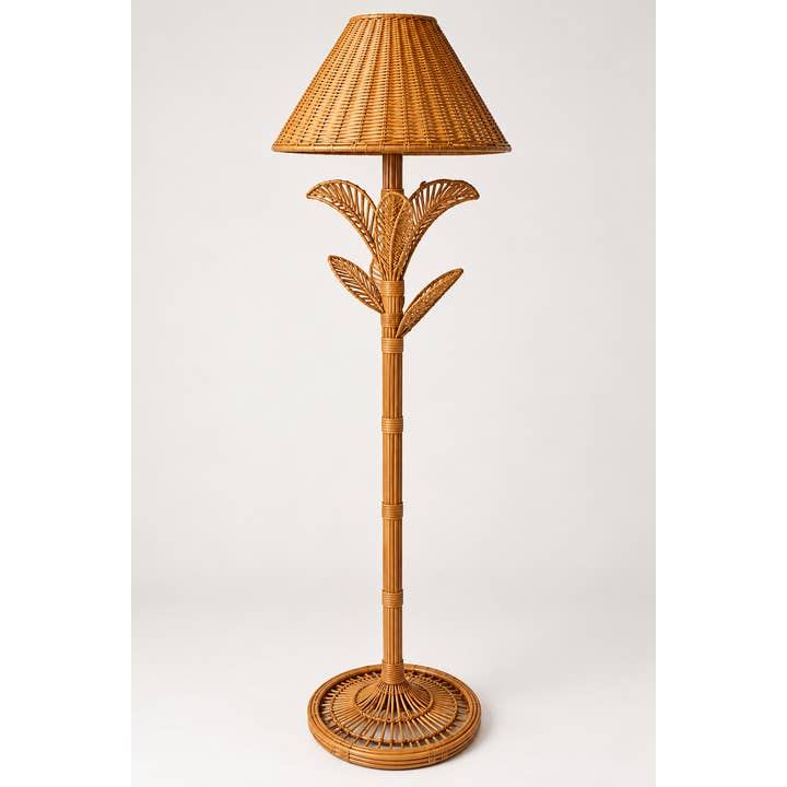Tropical Wicker Palm Floor Lamp