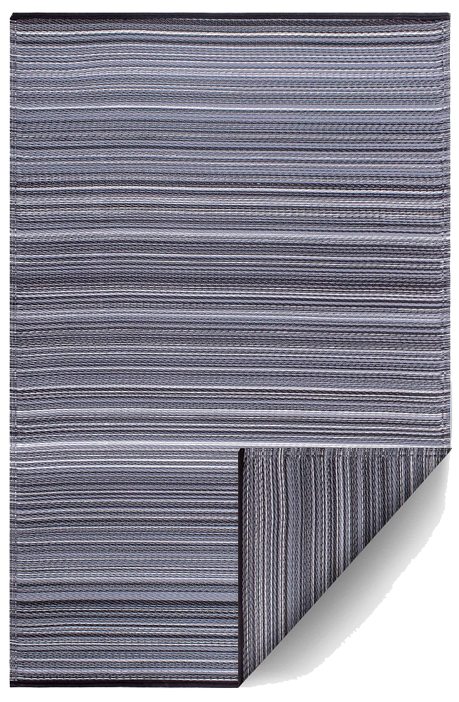 Cancun - Midnight Striped Outdoor Rug for Patio