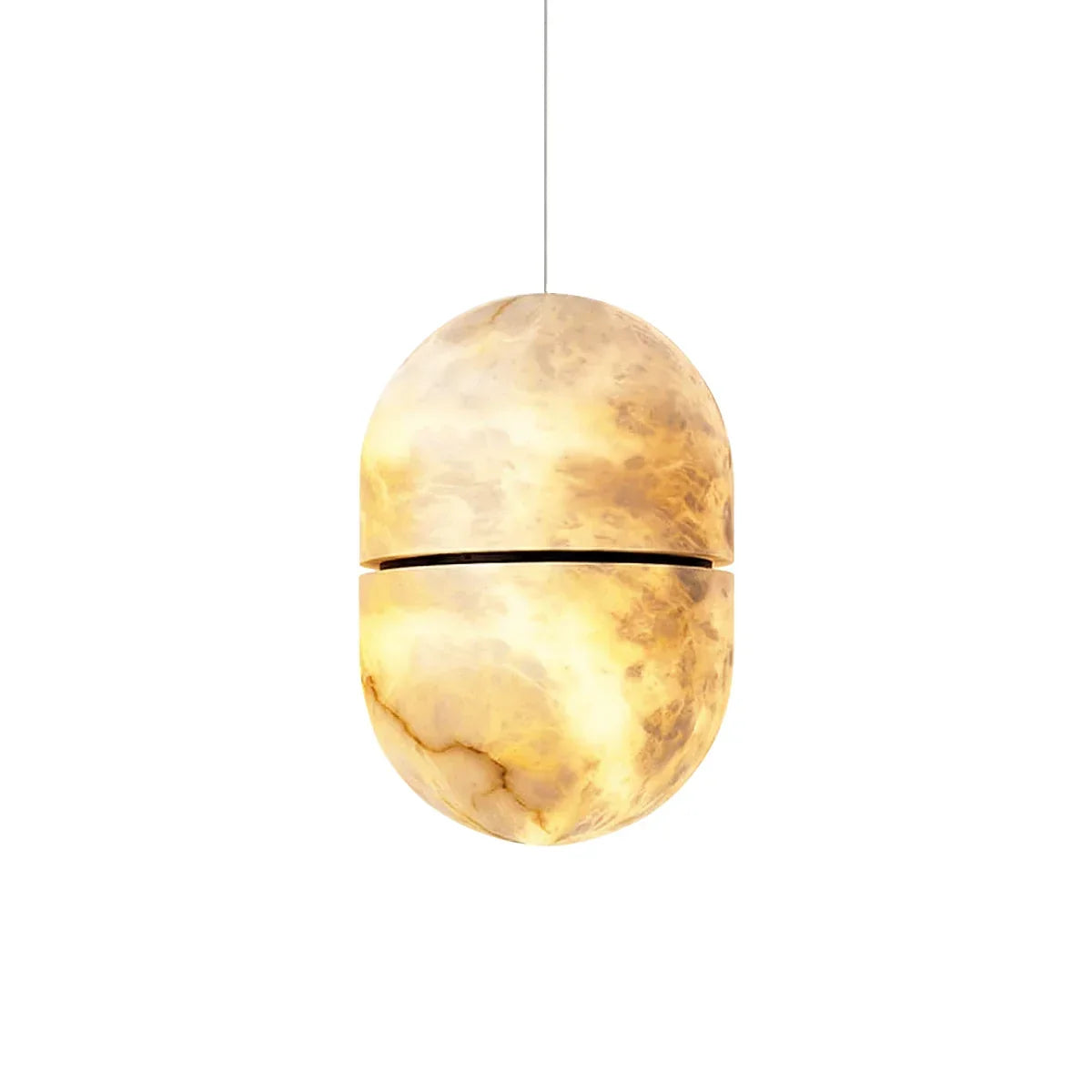 Capsule Shaped Alabaster Oval Pendant Lamp