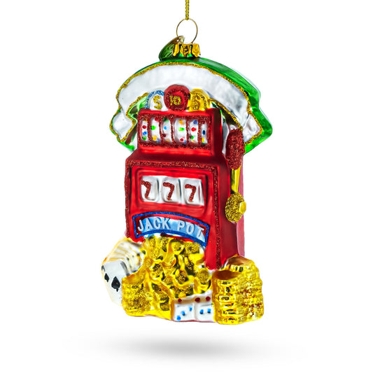 Ornement de Noël en verre soufflé - Machine à sous Lucky Jackpot Casino