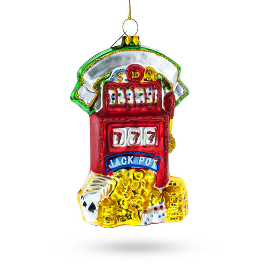 Ornement de Noël en verre soufflé - Machine à sous Lucky Jackpot Casino