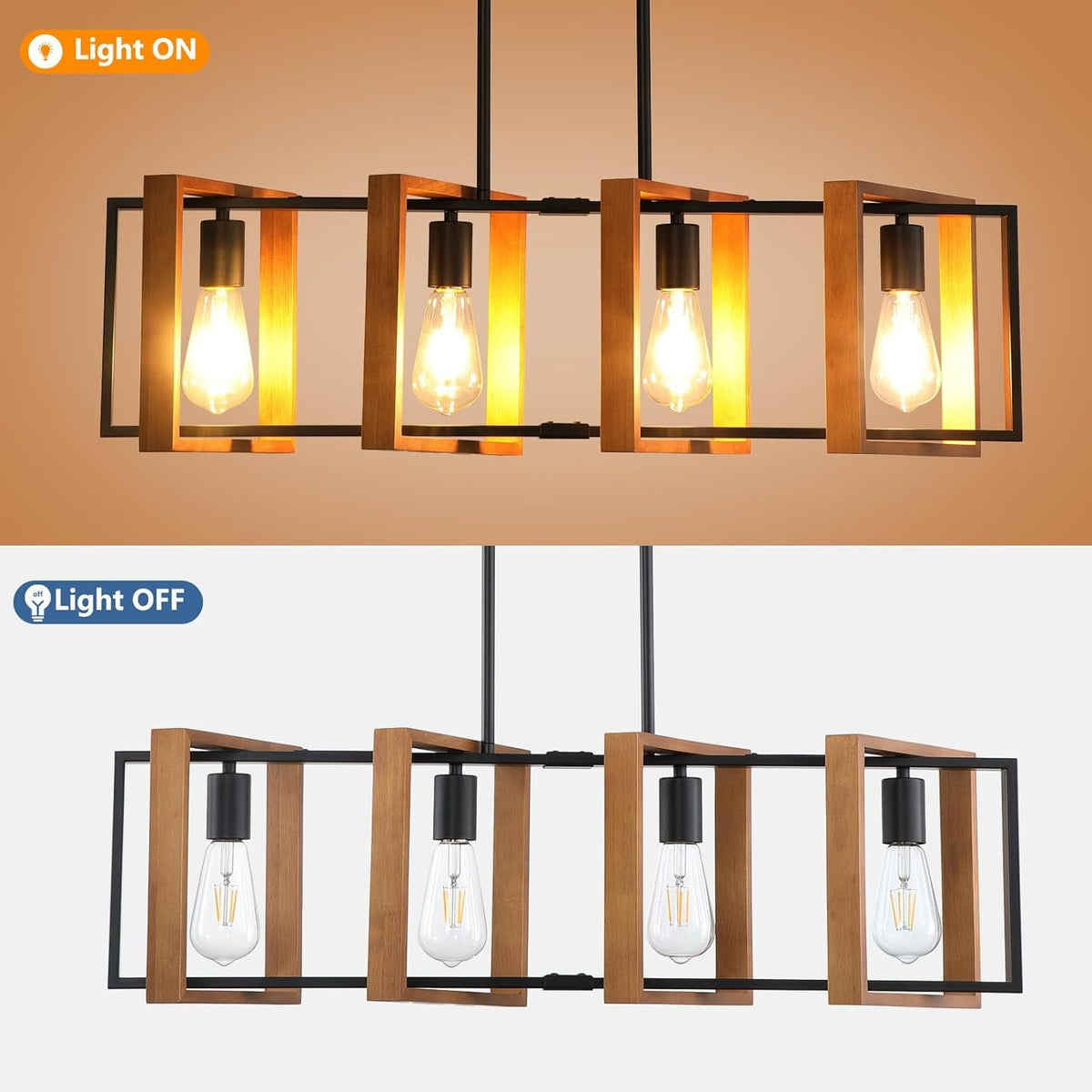 Farmhouse Linear Semi-Caged Chandelier