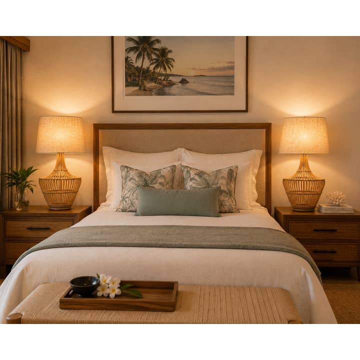 Havana Rattan Table Lamp with Jute Drum Shade
