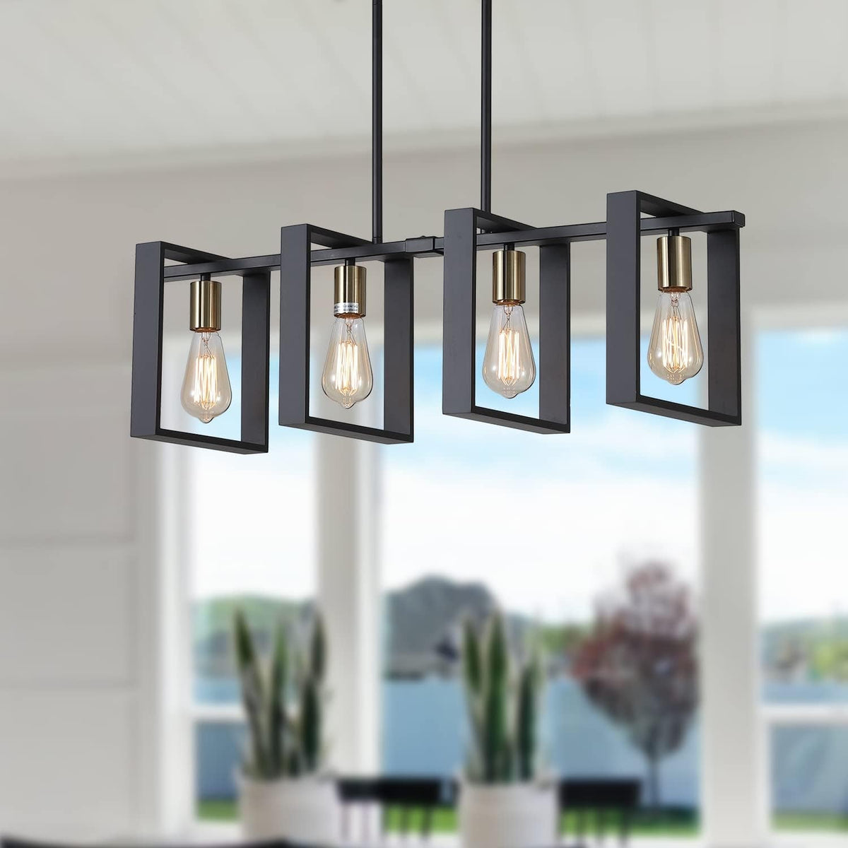 Farmhouse Linear Semi-Caged Chandelier