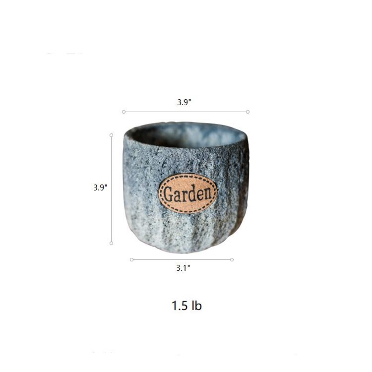 Vaso da giardino in cemento effetto pietra di piccole dimensioni