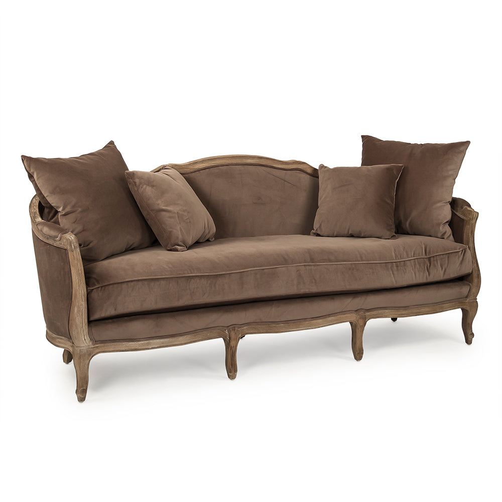 Maison Oak Velvet Sofa with Pillows