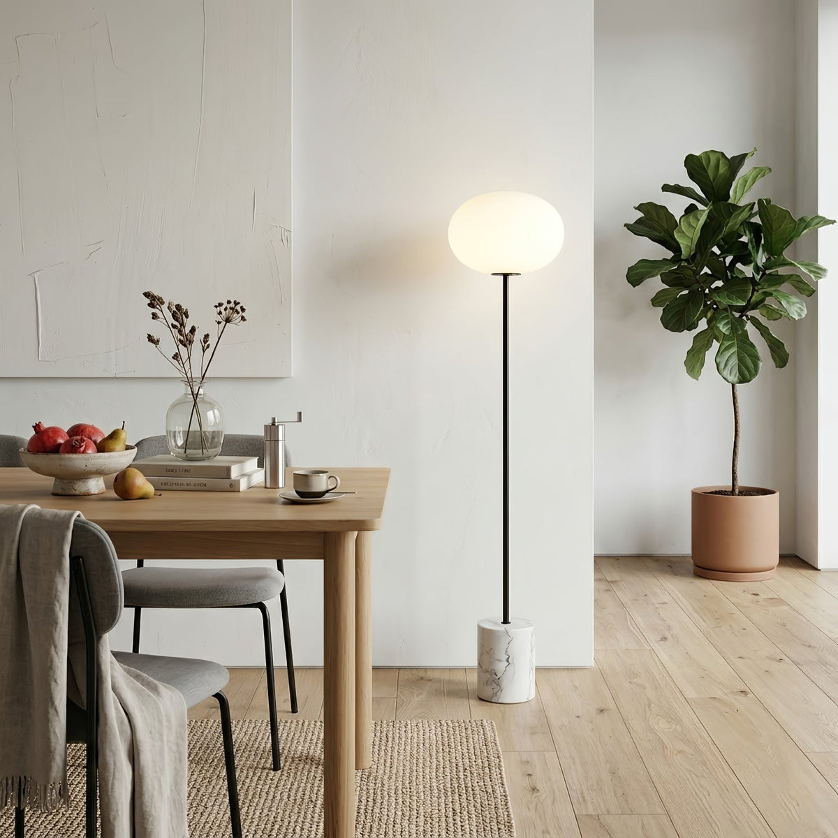 Chic Minimalist Round Marble Floor Light