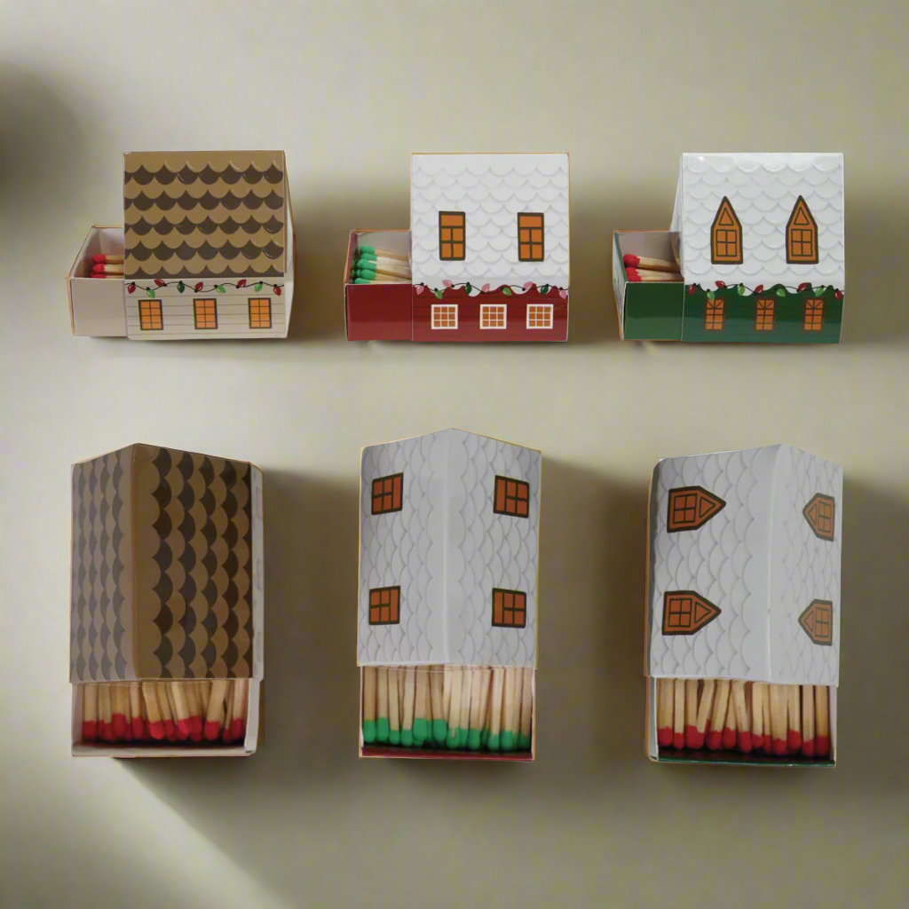 Red House Safety Matches in House Shaped Matchbox