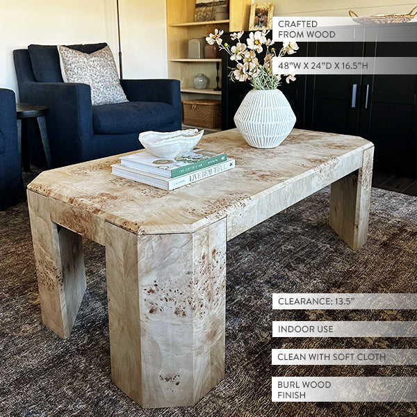 Artisan Burl Wood Coffee Table