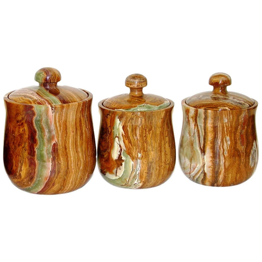 Cookie Jar - Kitchen Canister of Multi Brown Onyx