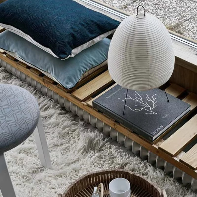 Japanese Washi Paper Table Lamp | Minimalist Tripod Desk Light