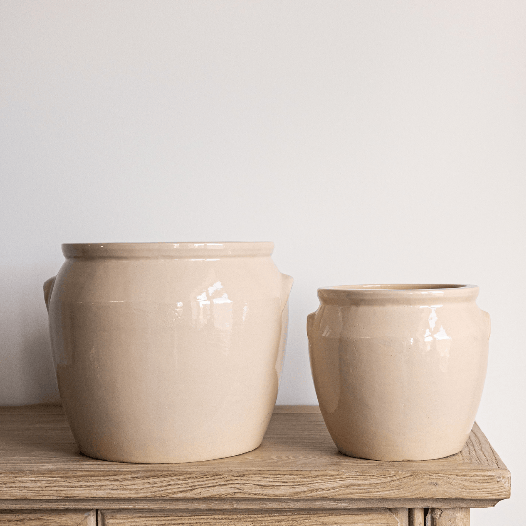 French Replica Cream Glazed Confit Crock Pot | Small