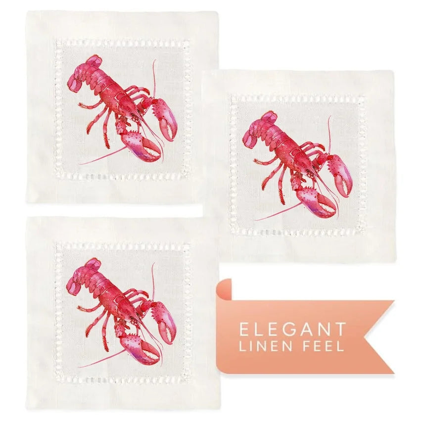 Hemstitch Napkins - Lobster (Set of 6)