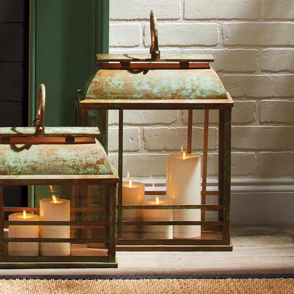 Large Solana Decorative Metal Lantern with Weathered Patina Finish