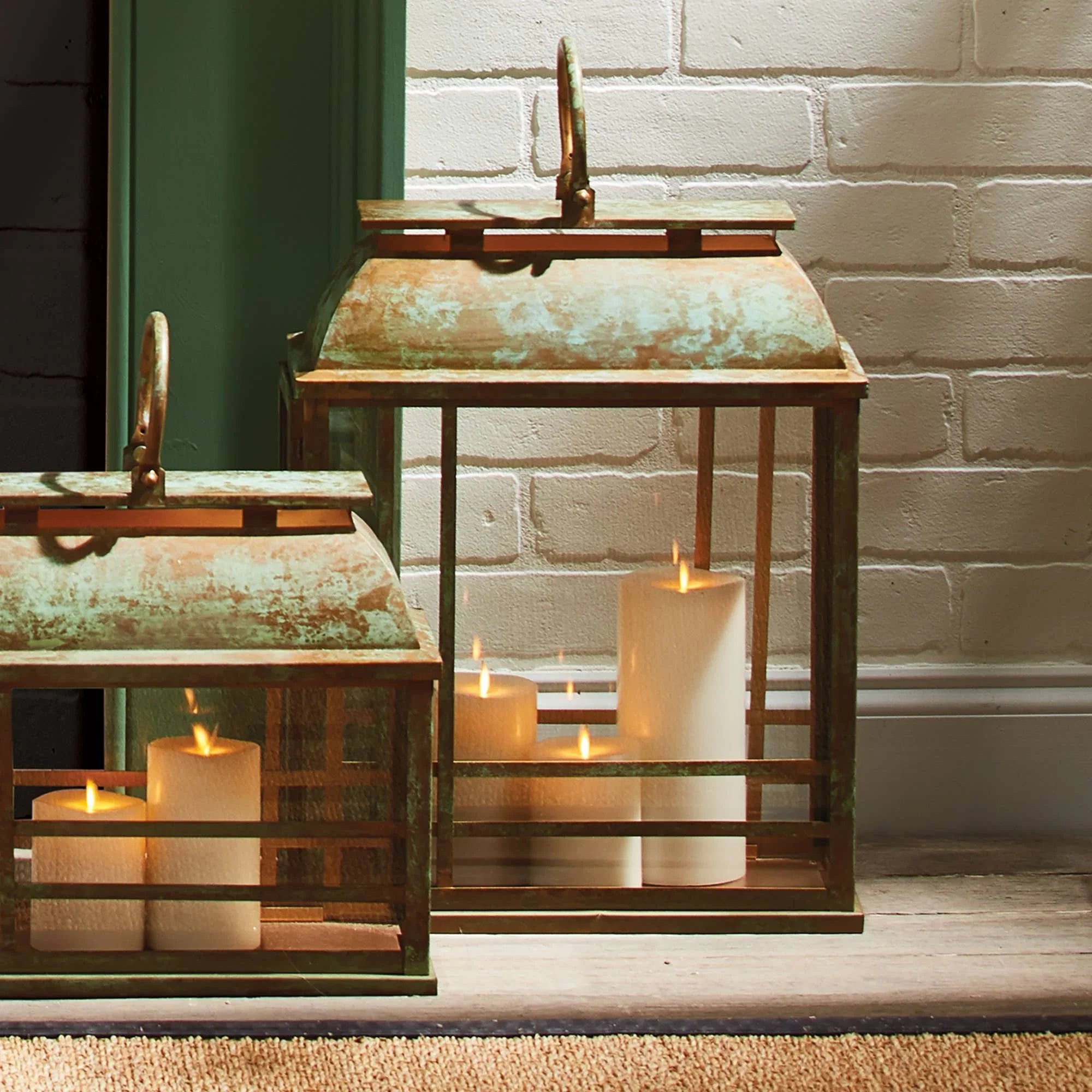 Large Solana Decorative Metal Lantern with Weathered Patina Finish