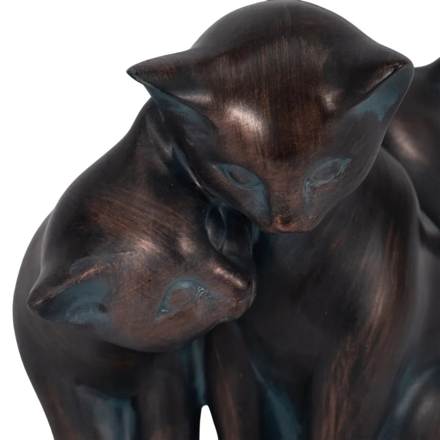 Whimsical Bronze Cat Garden Statue – Artistic Resin Accent (7")