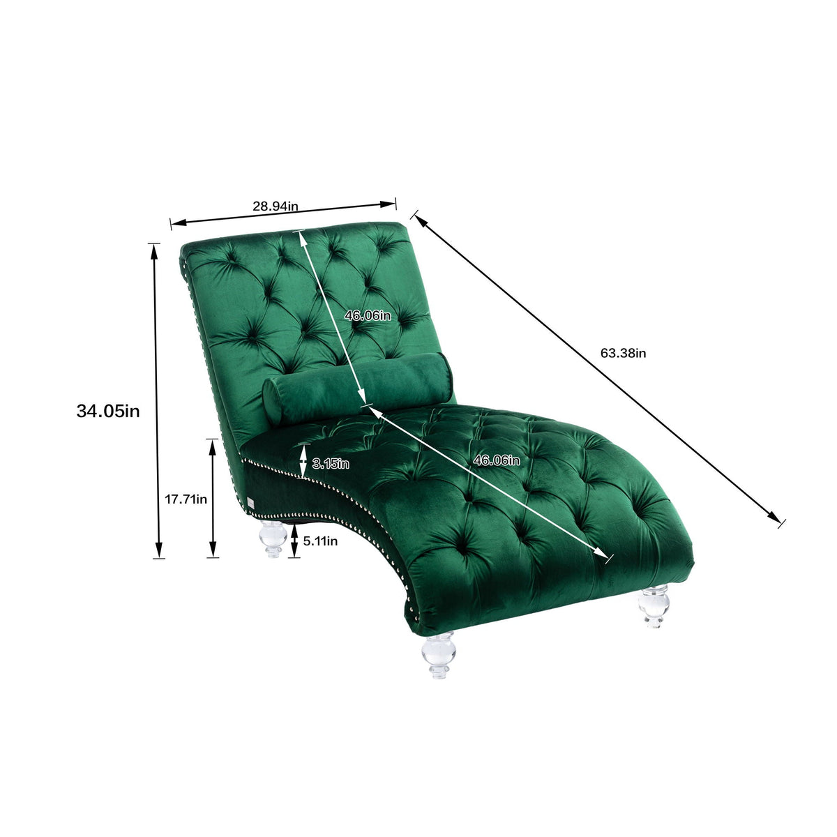 Chaise Lounge Indoor, Button Tufted Upholstered Chaise Lounge Chair With Pillow