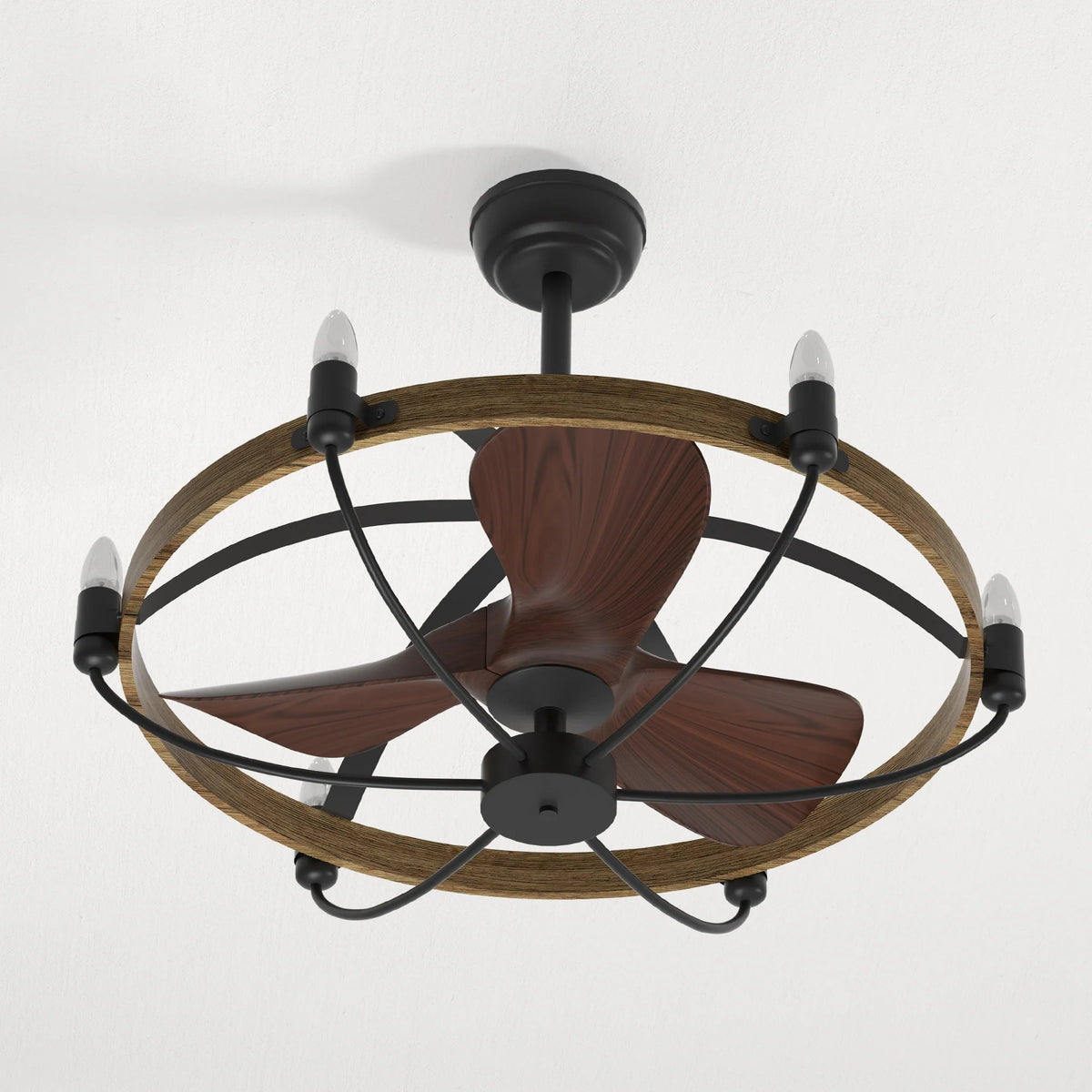 Farmhouse Caged Ceiling Fan Light Fixture