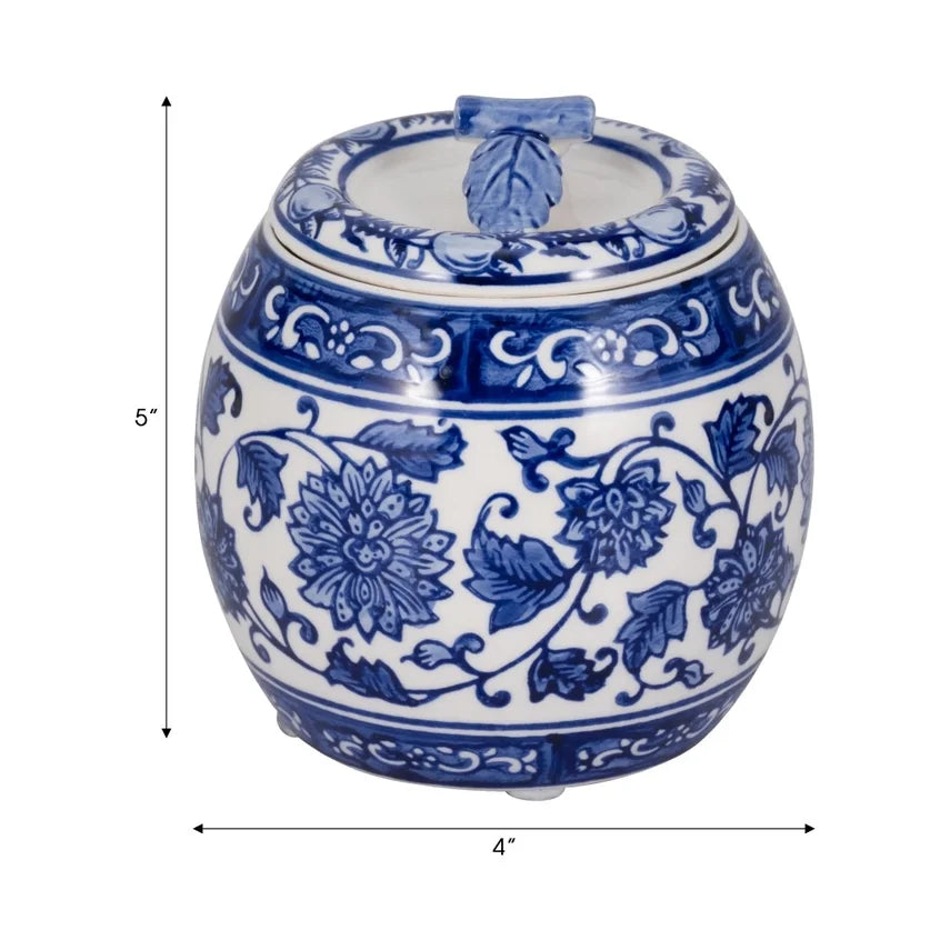 Blue/White Peony Chinoiserie Lidded Candle