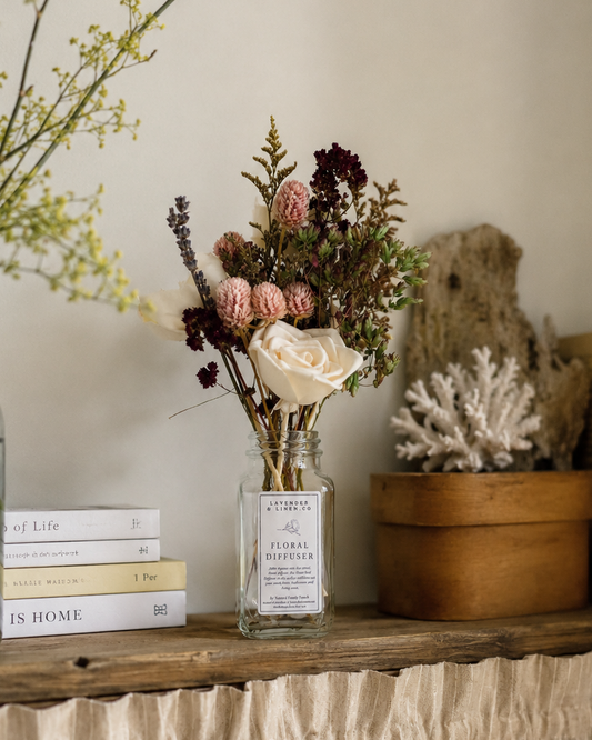 Diffuseur de parfum à roseaux avec fleurs séchées | Parfum d'ambiance floral à la caspia 236 ml