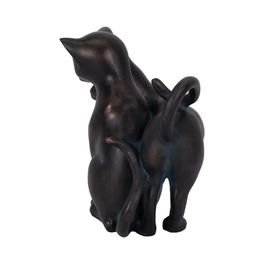 Whimsical Bronze Cat Garden Statue – Artistic Resin Accent (7")