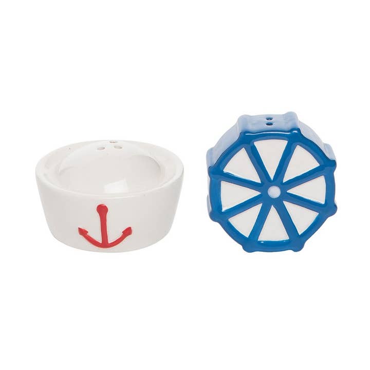 Nautical Wheel Sailor's Hat Salt & Pepper Shaker Set