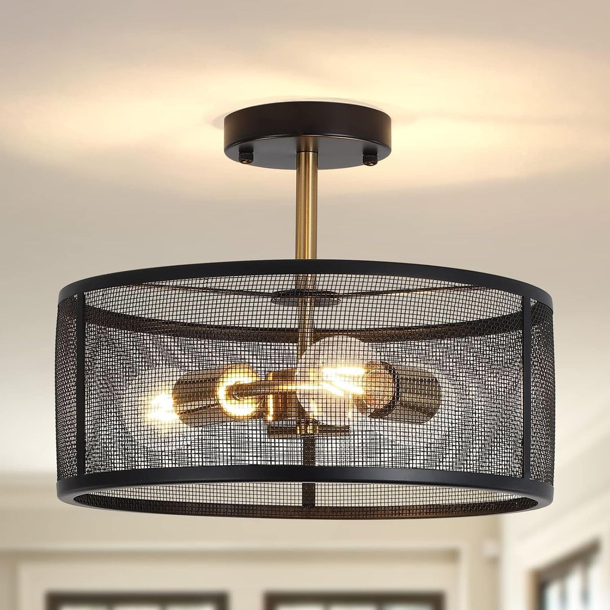 Semi Flush Mount Drum Ceiling Light