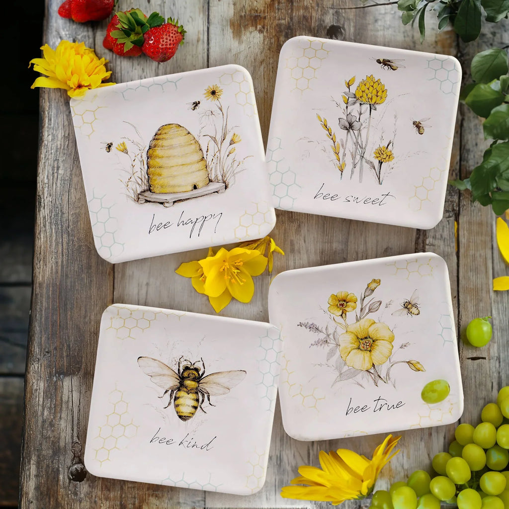 Bee Sweet 6" Canapé Plates — Set of 4