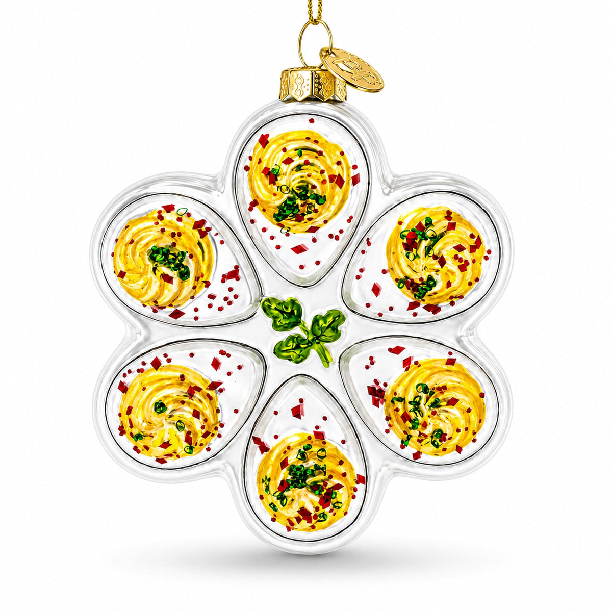 Deviled Egg Serving Plate Glass Christmas Ornament
