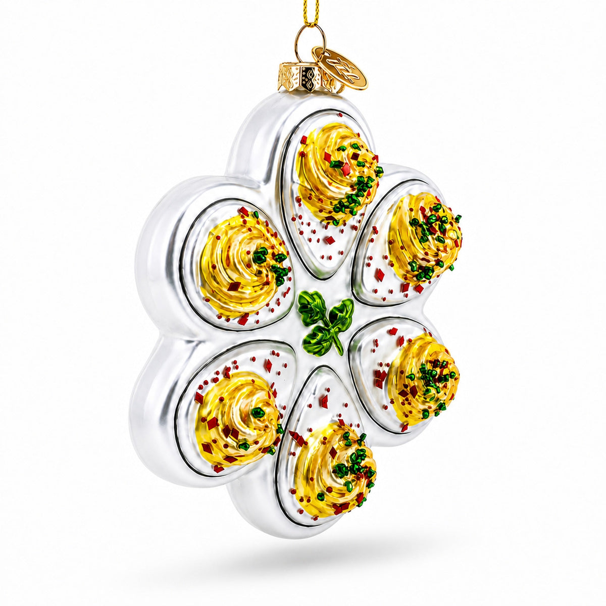 Deviled Egg Serving Plate Glass Christmas Ornament