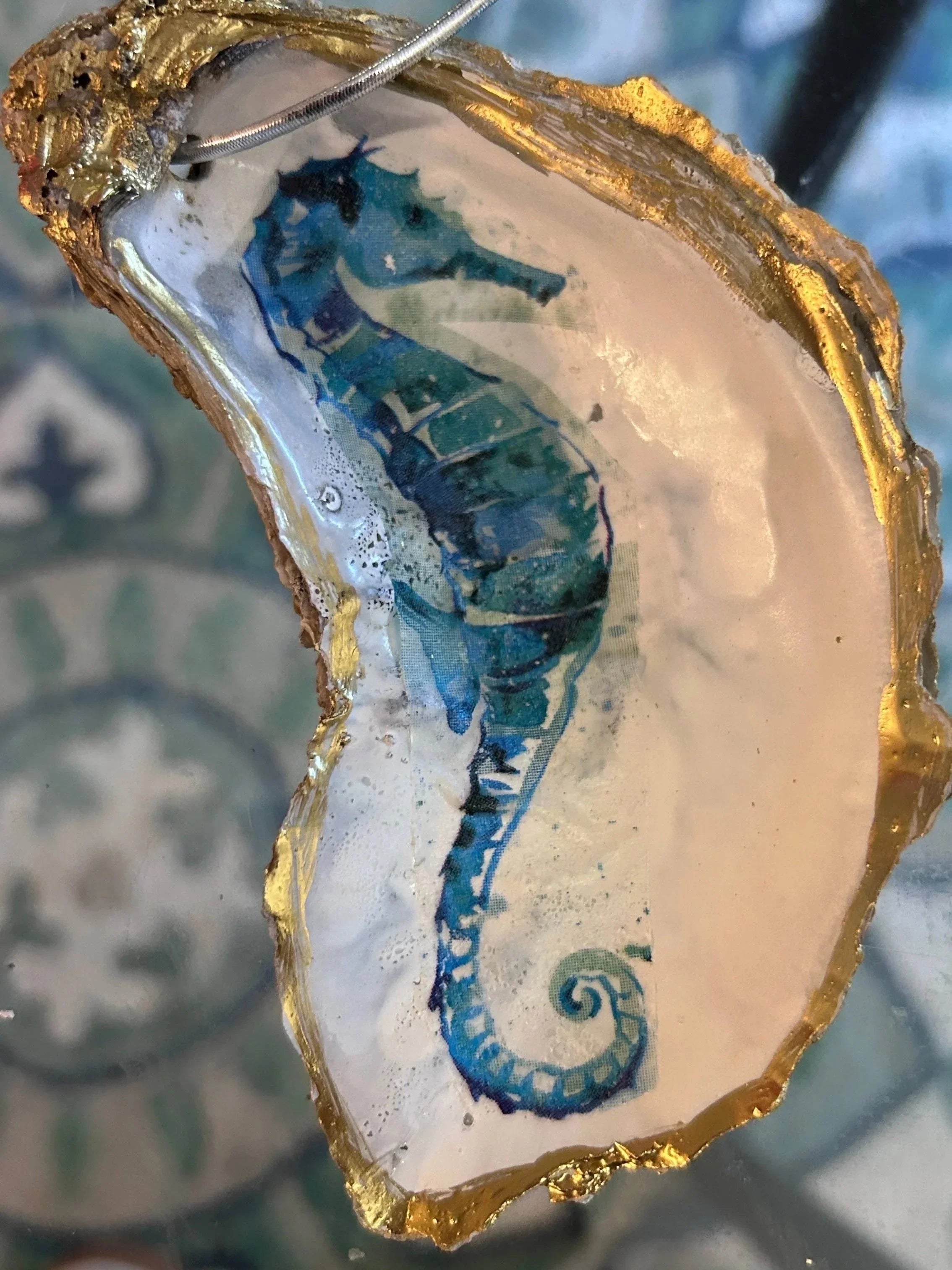 Coastal Keepsake Decoupage Oyster Shell Ornament