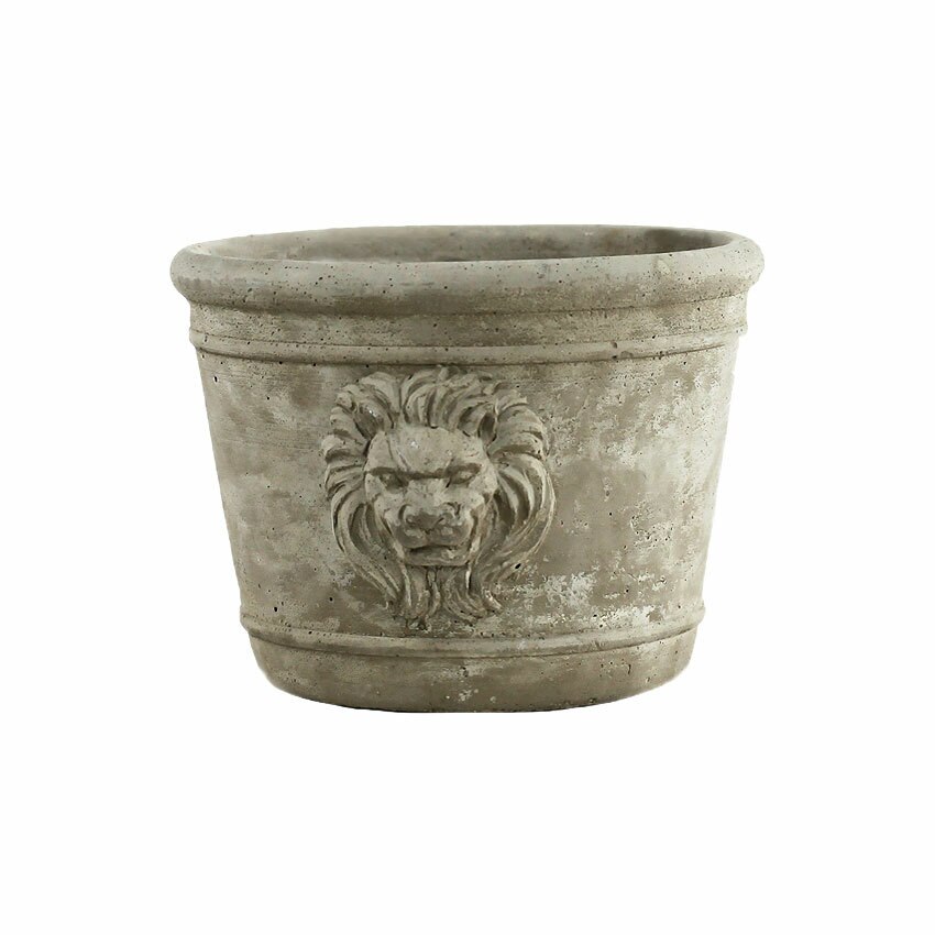 Jardinière tête de lion en ciment moulé