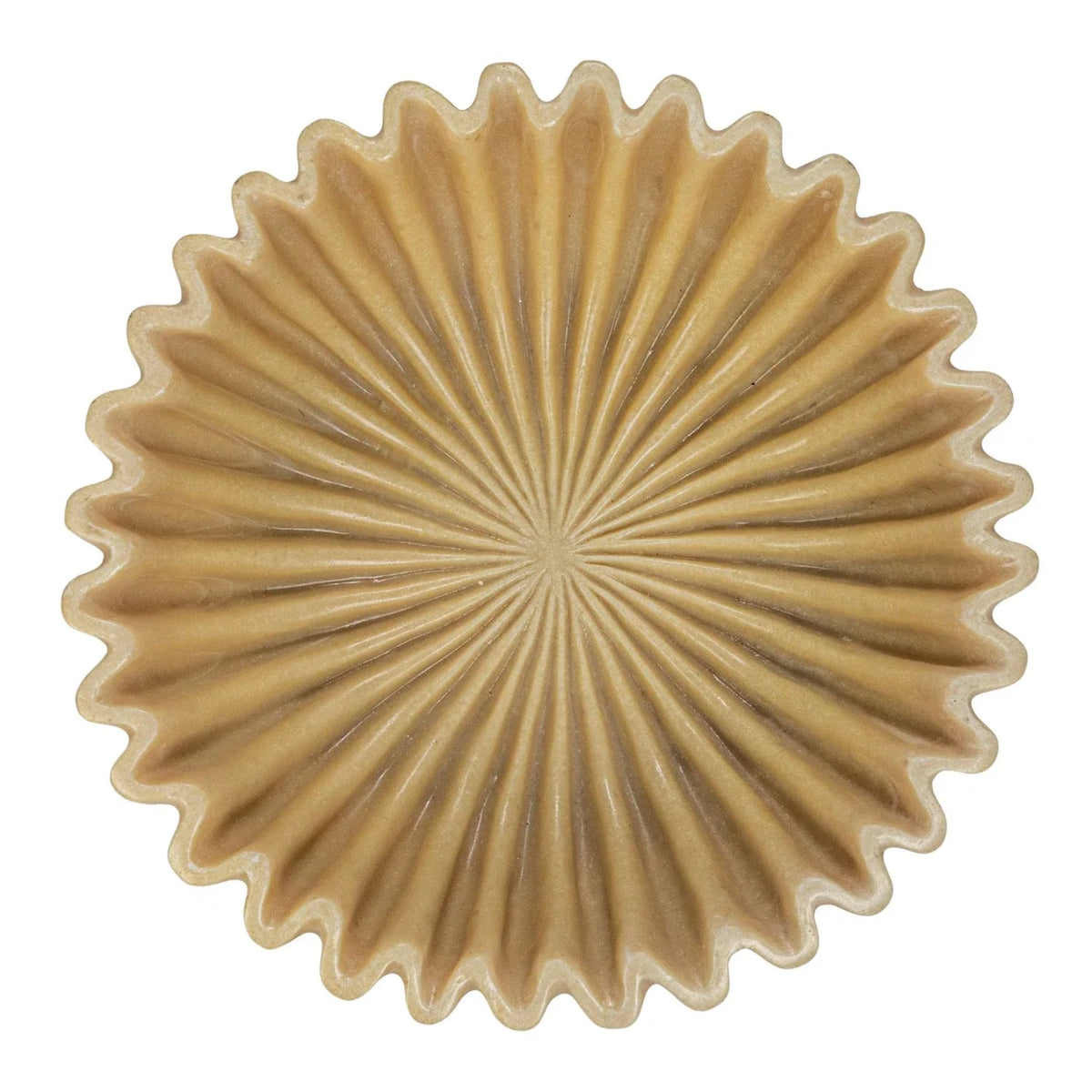 Decorative Beige Resin Pleated Bowl – 8" Round