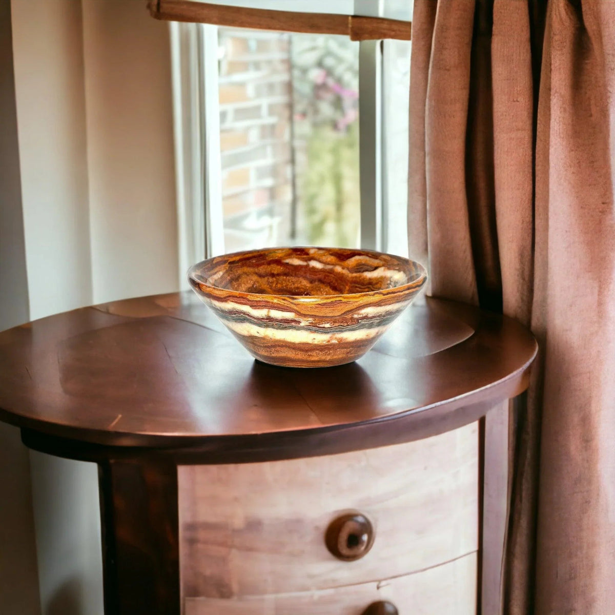 Decorative Bowl of Multi Brown Onyx - 9 inch Bowl