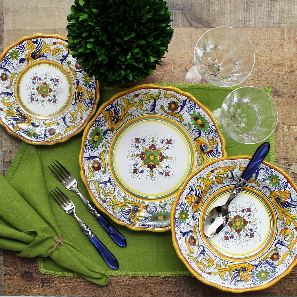 RAFFAELLESCO DELUXE: Pasta/Soup Scalloped Rimmed Bowl Plate (White Center)