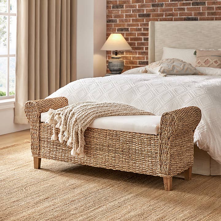 Arnaldo Rattan Storage Bench Karat Home 27.99 kg