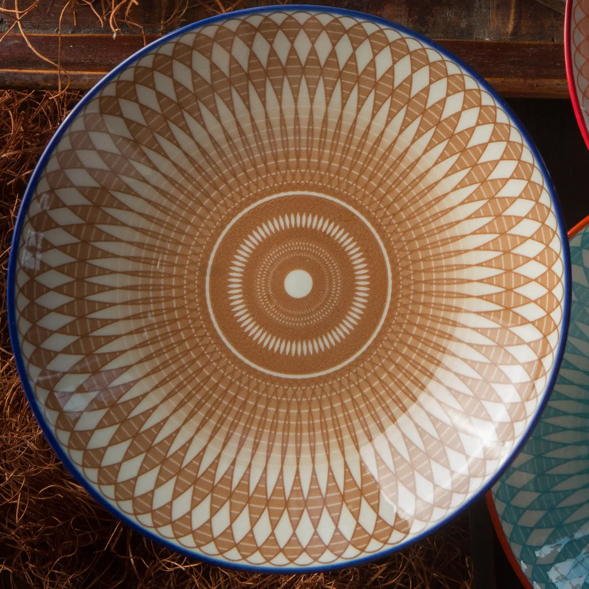 Geometric Print Ceramic Bowls - Large