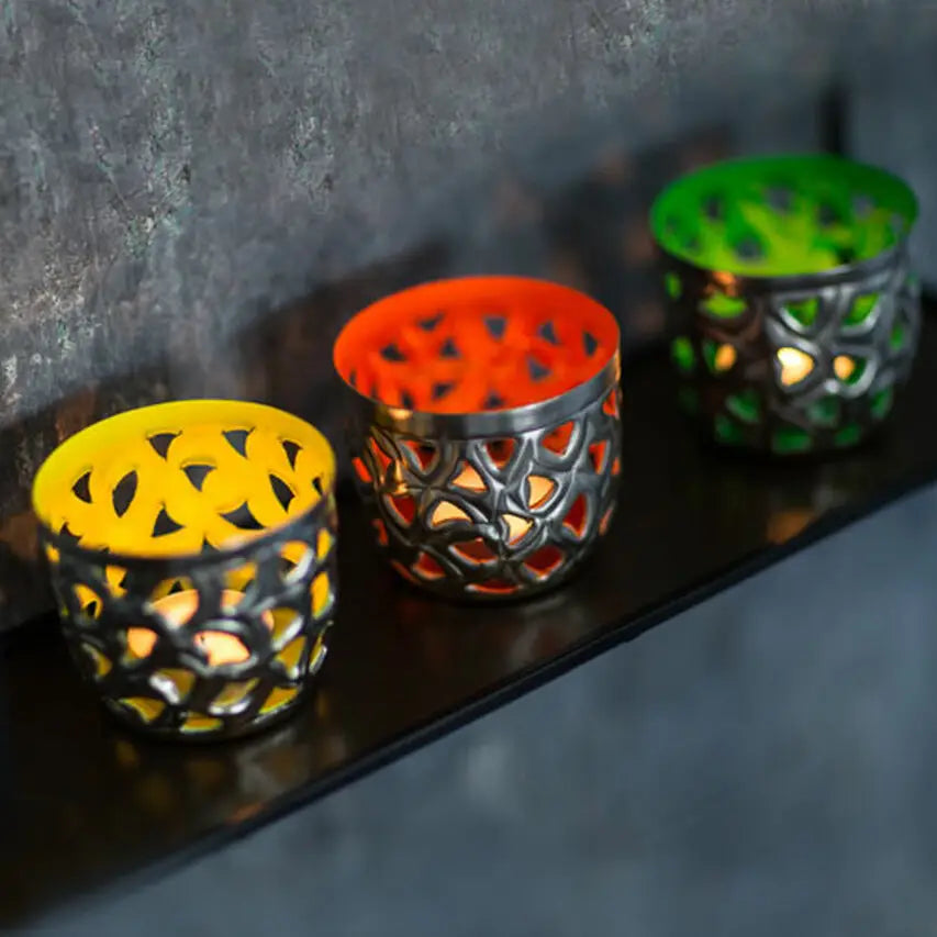 Perforated Pewter Votive Holder