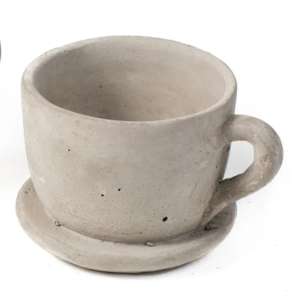 Large Cement Teacup Planter