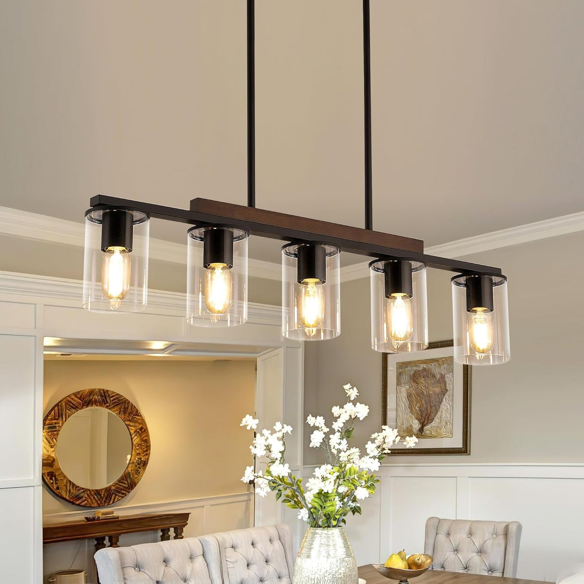 Farmhouse Black Linear Chandelier