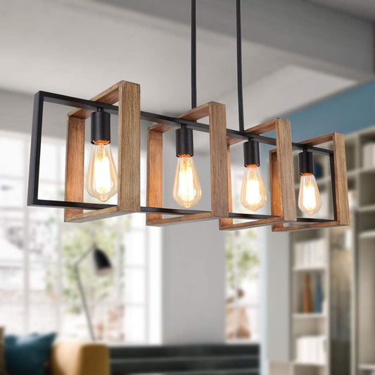 Farmhouse Linear Semi-Caged Chandelier