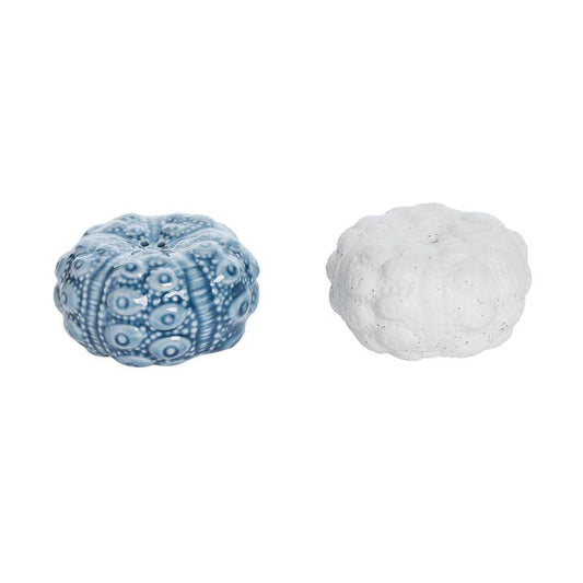 Blue And Bisque Sea Urchin Salt & Pepper Shaker Set 2.7 x 2.7 x 1.7 in