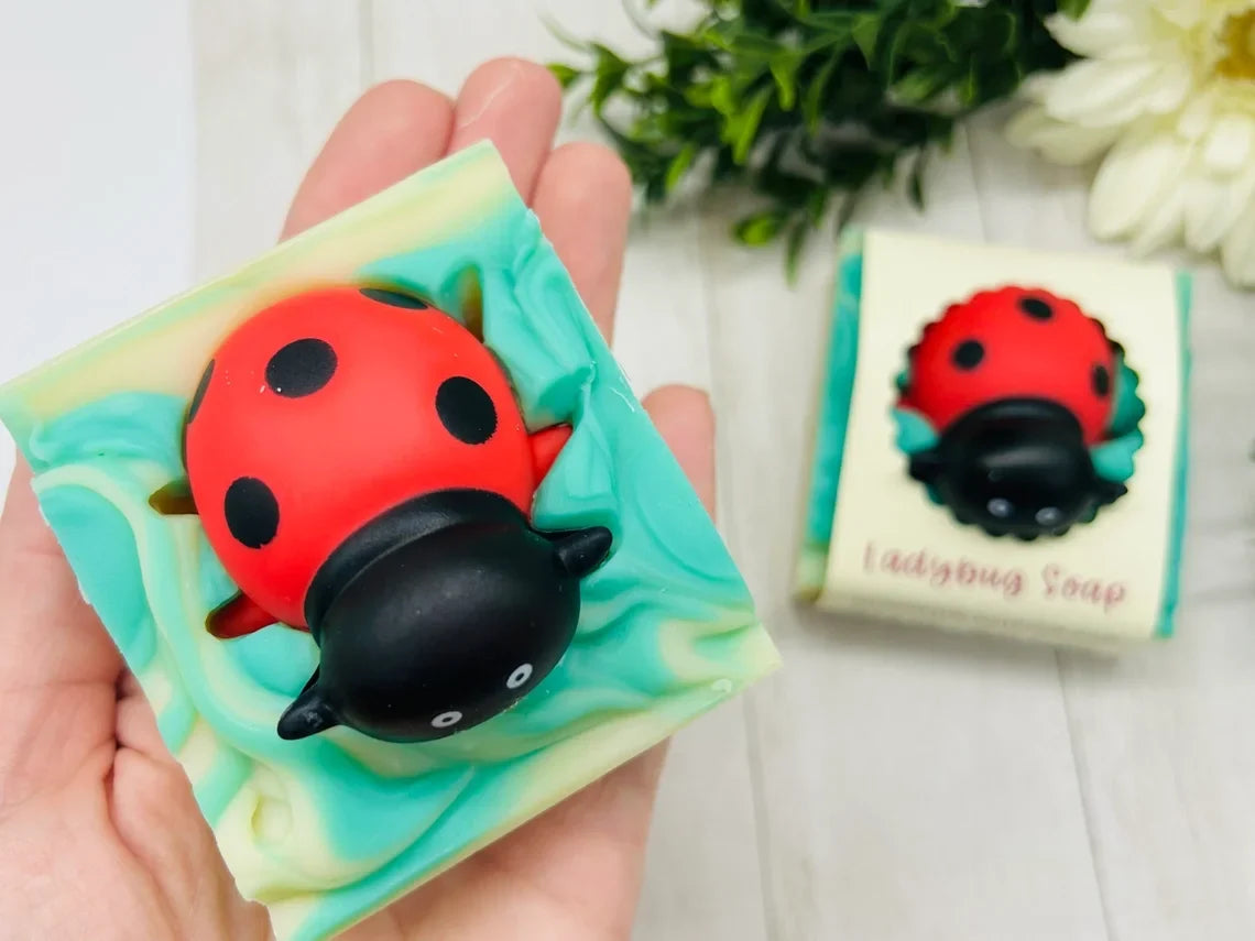 Ladybug Handmade Soap Bar for Kids – Vegan Cold Process Soap