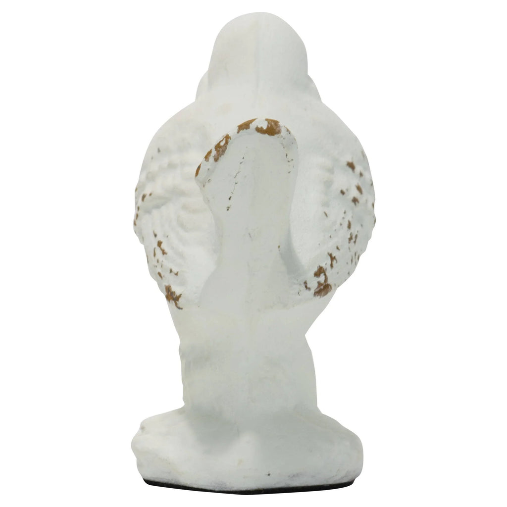 Flora Bird Cast Iron Decorative Accent — Matte White