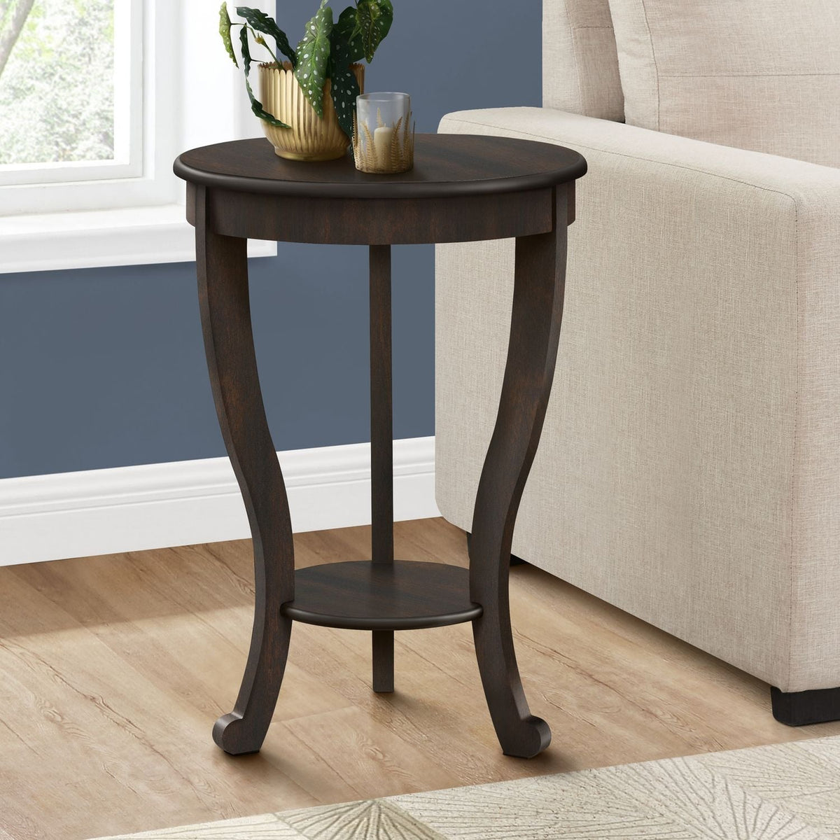 Accent End Table, 2 Tier, Traditional - Walnut