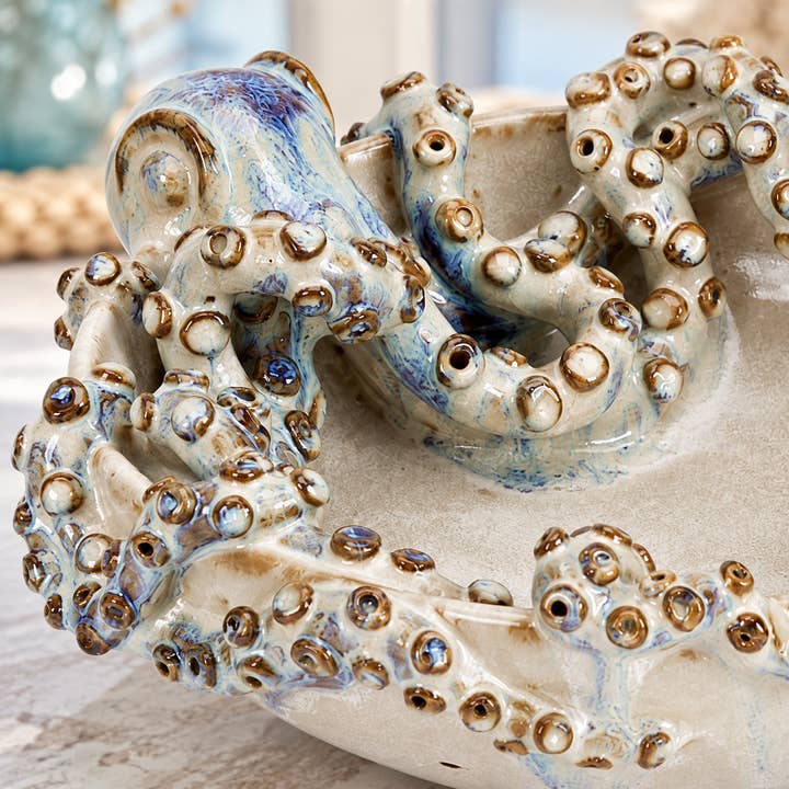 Octopus Ceramic Bowl Cream Soft Blue