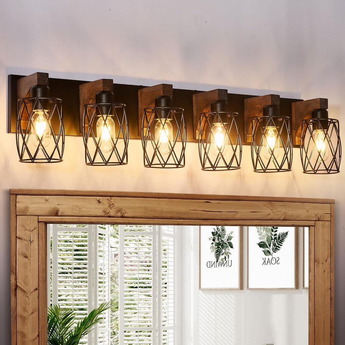 3-Light Wood Bathroom Light Fixture