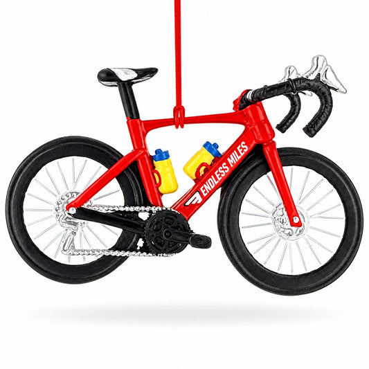 Ornement de Noël en résine vélo de course rouge kilomètres infinis