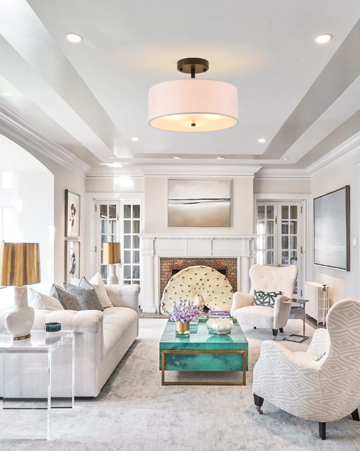 Semi Flush Mount Drum Ceiling Light